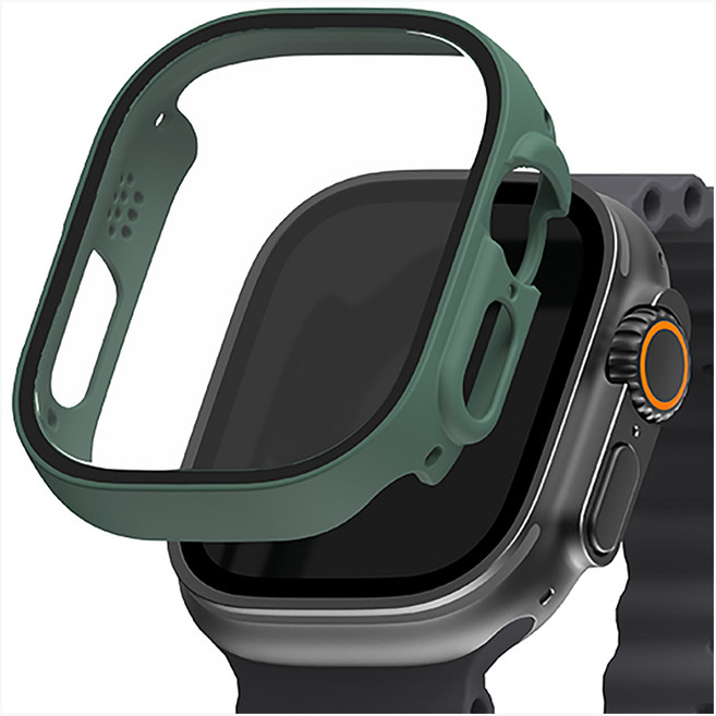 신지모루 9H 풀커버 일체형 SF코팅 강화유리 액정보호 케이스, 다크 그린, 1개