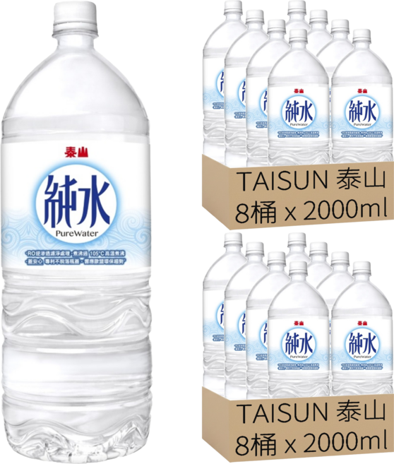 泰山 純水, 2000ml, 16瓶