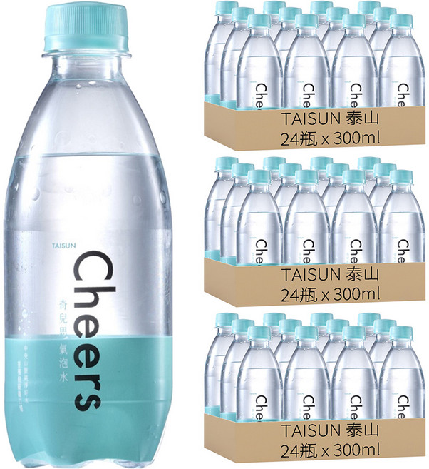 TAISUN 泰山 CHEERS 氣泡水, 300ml, 72瓶