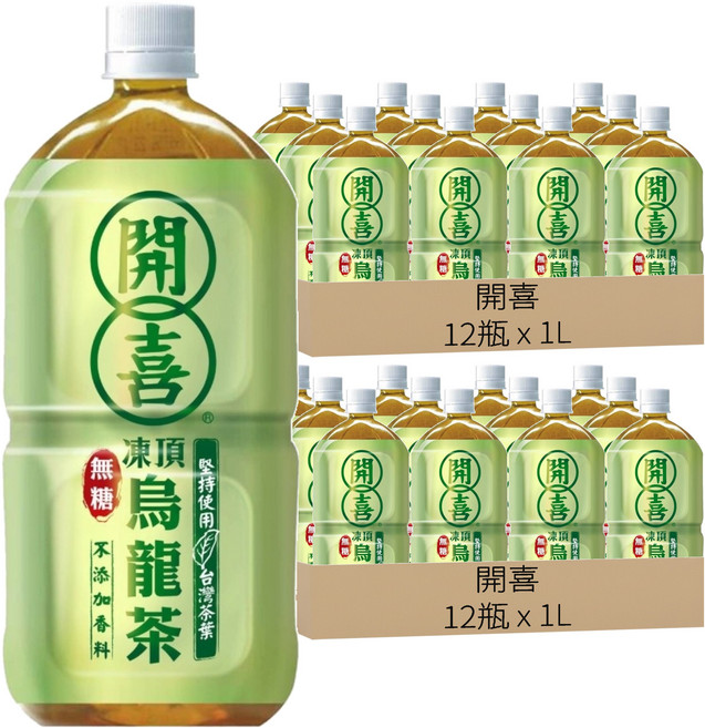開喜 烏龍茶 無糖, 1L, 24瓶