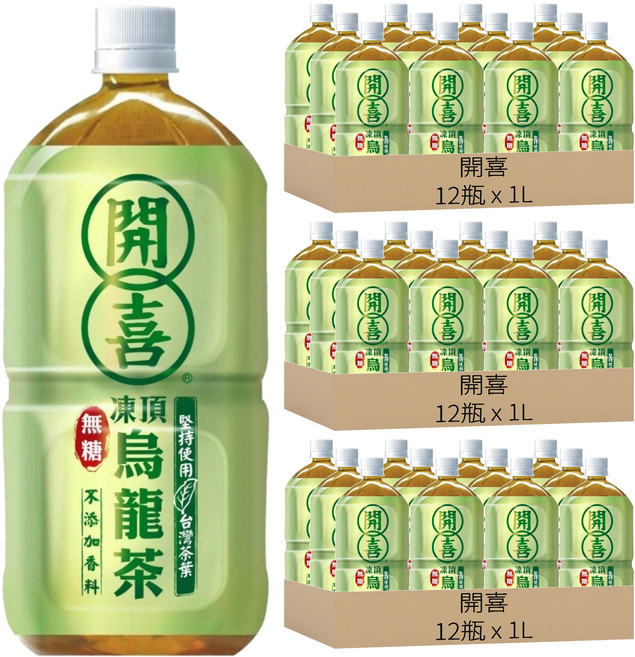 開喜 烏龍茶 無糖, 1L, 36瓶