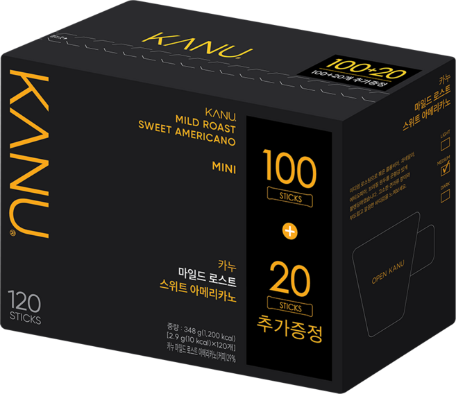 카누 마일드 로스트 스위트 아메리카노 원두커피믹스, 2.9g, 120개입, 1개