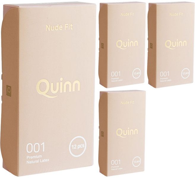 Quinn 001 누드핏 무꼭지형 일반형 콘돔, 12개입, 4개