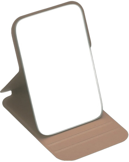 쿠쏘 휴대용 미니 접이식 탁상거울, 모카 브라운