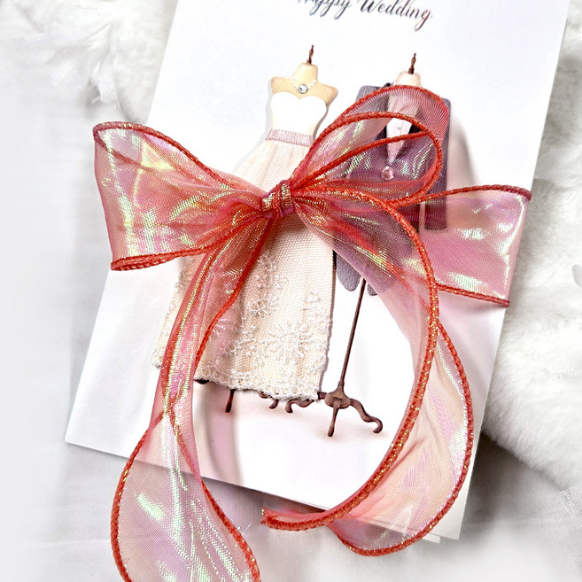 길그리 펄 오로라 선물 포장 리본, 01 레드, 9m, 1개