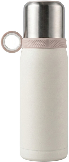 Kinyo 不鏽鋼保溫飲茶杯, 冰花漆 白色 + 銀色, 450ml, 1個