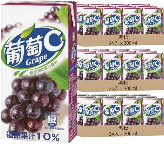 黑松 葡萄C 葡萄果汁飲料, 300ml, 72入