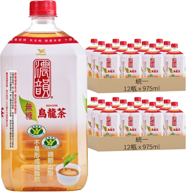 濃韻 烏龍茶 無糖, 975ml, 24瓶