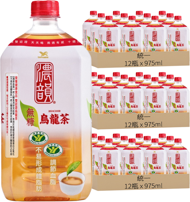 濃韻 烏龍茶 無糖, 975ml, 36瓶