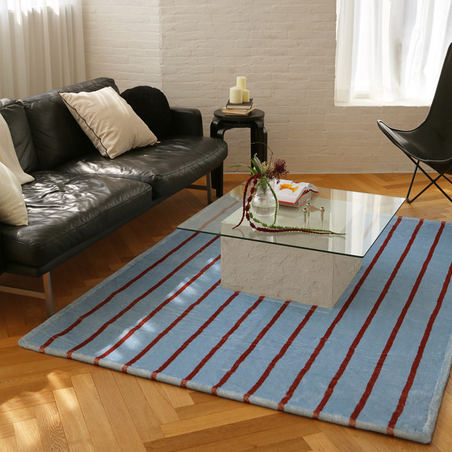 더프리그 베이직 스트라이프 심플 빈티지 거실 러그