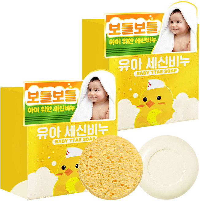 폴메디슨 유아용 세신비누 100g + 해면 스펀지, 2개