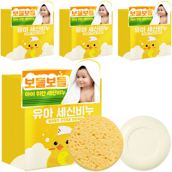 폴메디슨 유아용 세신비누 100g + 해면 스펀지, 4세트