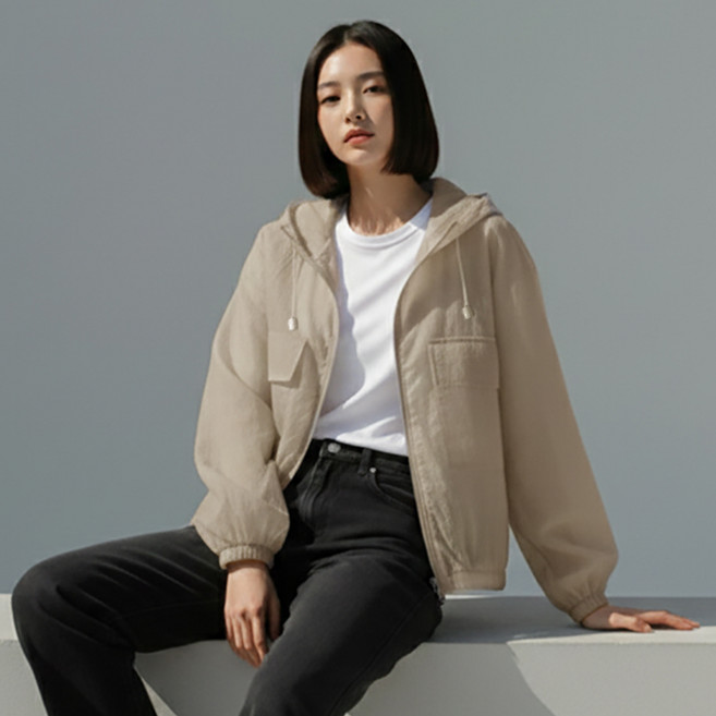 페이퍼먼츠 베일로 가벼운 바람막이 후드 집업 13711