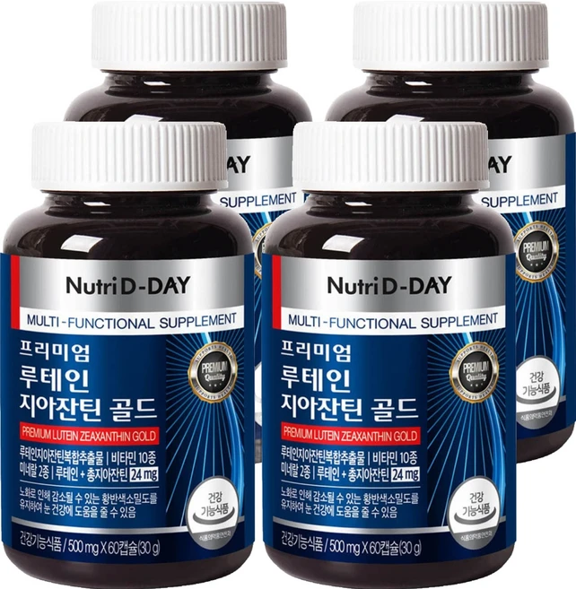 뉴트리디데이 프리미엄 루테인 지아잔틴 골드 30g, 60정, 4개 - 쿠팡