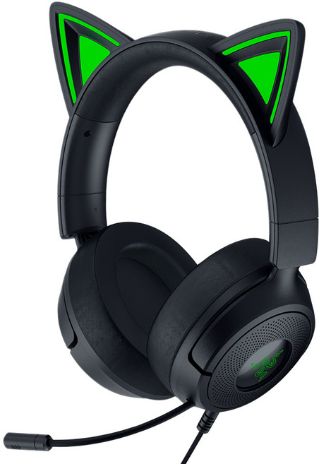 RAZER 雷蛇 北海巨妖 Kitty V3X Wired 耳罩式 耳機 內建麥克風 3.5mm端子 黑色 貓耳造型 RZ04-05350200-R3M1
