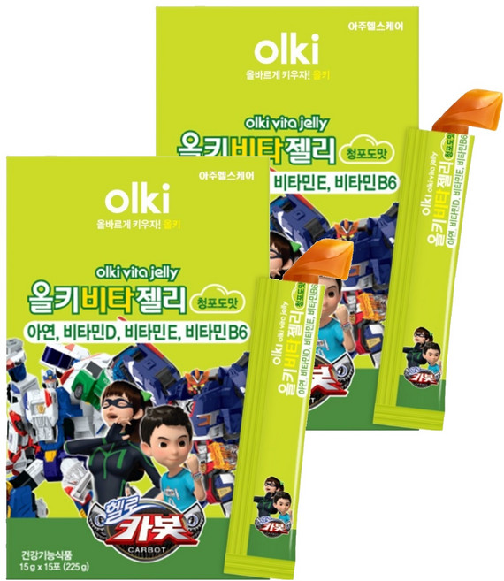 올레아 유아용 올키 비타젤리 아연 청포도맛 15p, 225g, 2개