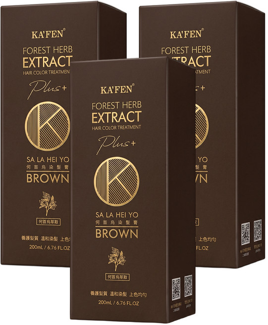 KA'FEN 卡氛 Plus+ 何首烏染髮膏 第一劑100ml + 第二劑100ml, 暮褐咖啡棕, 3盒