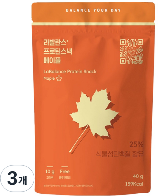 라발란스 프로틴스낵 메이플 과자, 40g, 3개