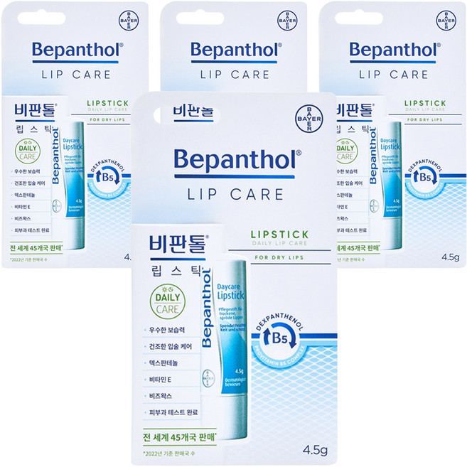 비판톨 데이케어 립스틱 보습 립밤, 무향, 4.5g, 4개