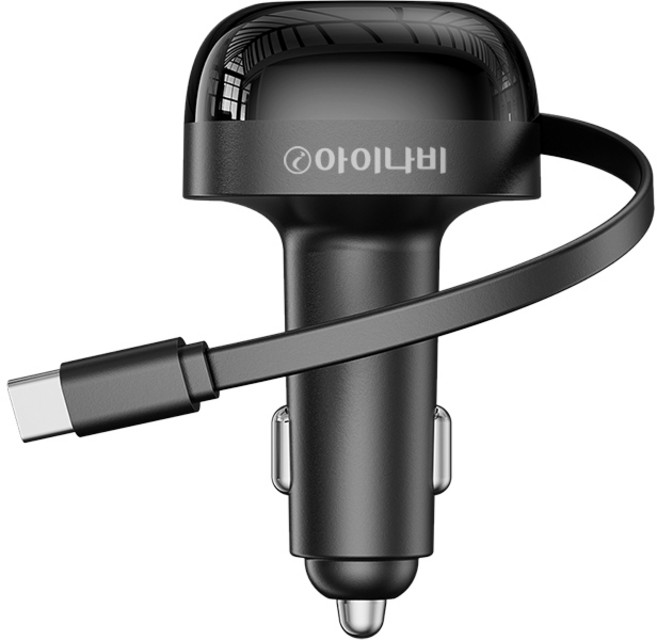 아이나비 릴타입 3in1 PD 81W 멀티 시거잭 차량용 고속 충전기, 블랙, ICA-BB53-BK