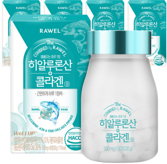 RAWEL 玻尿酸膠原蛋白錠, 60顆, 5盒