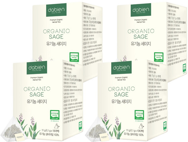다비앙 유기농 세이지 차, 1.1g, 10개입, 4개