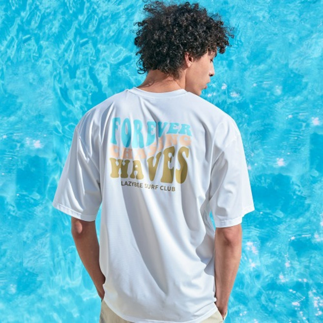 레이지비 남성용 하이쿨링 루즈핏 숏 슬리브 래쉬가드