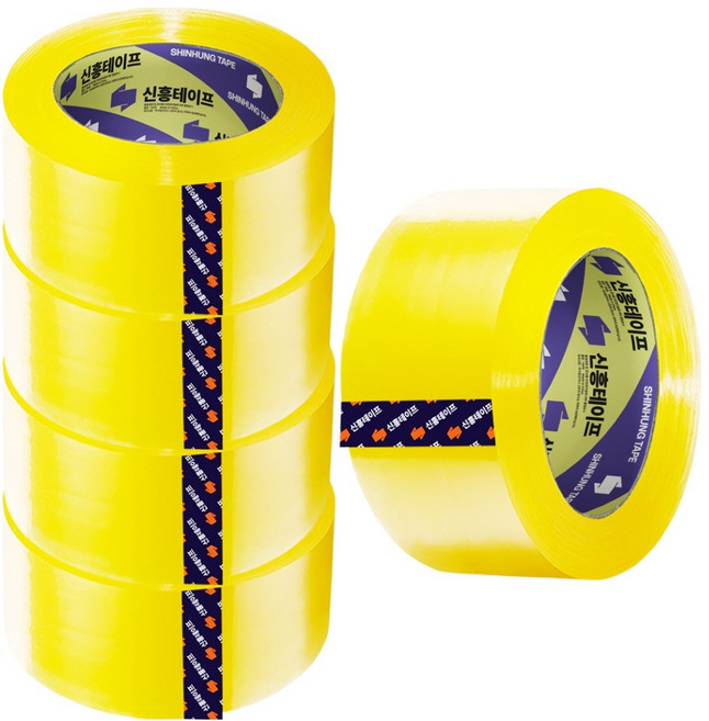 신흥테이프 박스테이프 대용량 경포장 57mic 100M 투명, 5개
