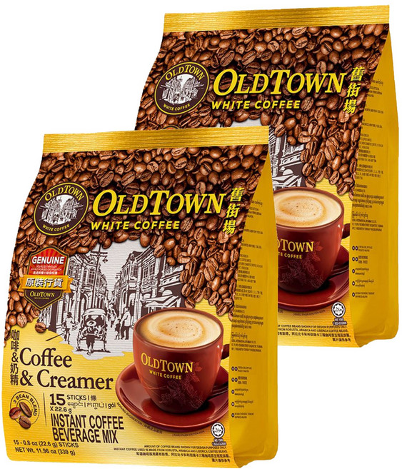 OLDTOWN WHITE COFFEE 舊街場白咖啡 咖啡&奶精 即溶咖啡飲品, 25g, 15條, 2袋