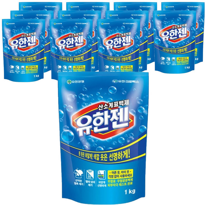 유한젠 산소계 표백제 분말형 리필, 1kg, 12개