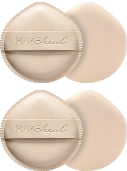 메이크힐 구름 팡팡 퍼프 + 케이스 세트, 베이지, 2개 - 쿠팡