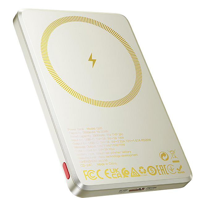 hoco. 浩酷 邁悅 PD20W 磁吸快充移動電源 5000mAh 159g, Q26, 鈦金色
