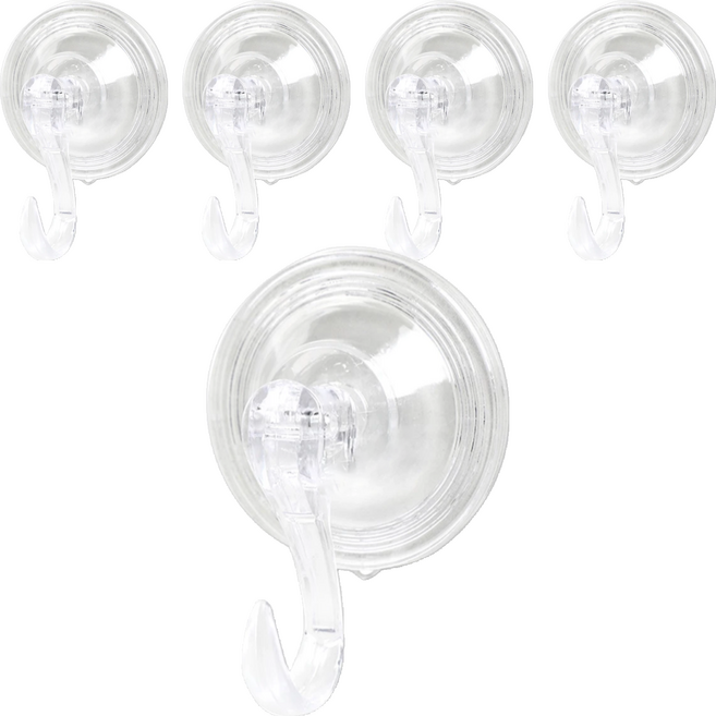 咪咪購物 吸盤掛勾 素面款 5個, 全透明, 1組