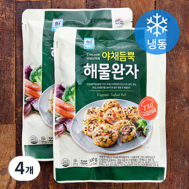 대림선 야채듬뿍 해물완자 (냉동), 300g, 4개