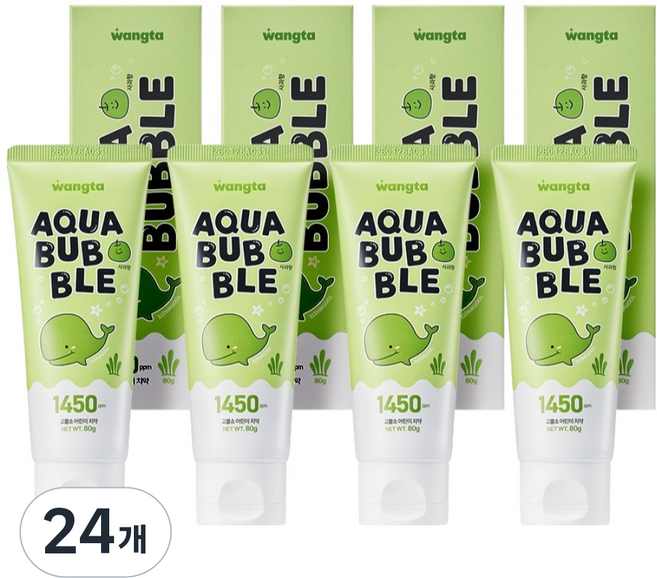 왕타 아쿠아 버블 치약 사과향, 80g, 1개입, 24개