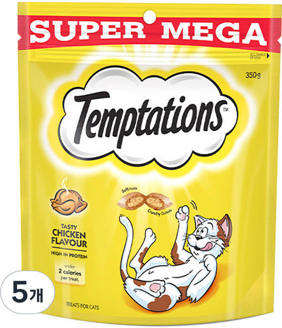 템테이션 고양이 스낵, 맛있는 닭고기맛, 350g, 5개
