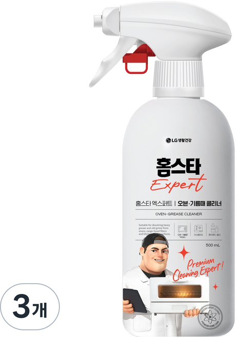 홈스타 엑스퍼트 오븐 기름때 클리너 인덕션 렌지후드 세정제, 3개, 500ml