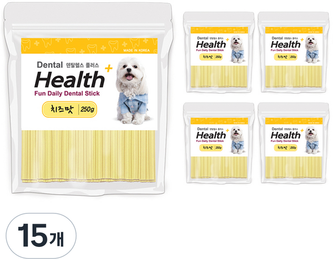 덴탈헬스 플러스 강아지 간식, 치즈, 250g, 15개