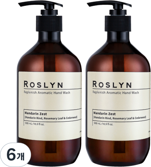 로즐린 아로마틱 핸드워시 만다린제스트, 500ml, 6개