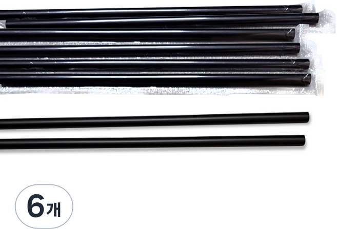개별포장 일자 플라스틱 빨대 블랙 7 x 210 mm, 500개입, 6개