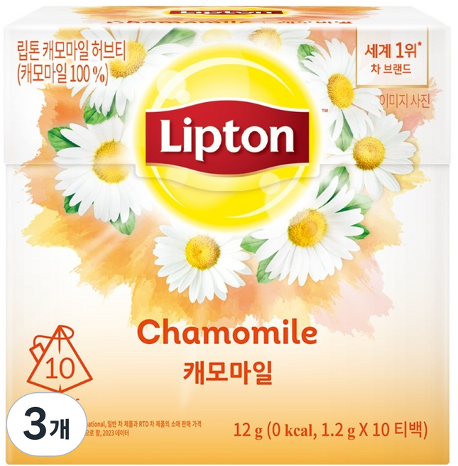 립톤 허브티 캐모마일, 1.2g, 10개입, 3개