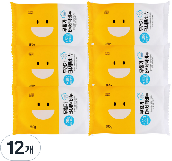 순한고집강청 무첨가 EM 세탁비누, 280g, 12개