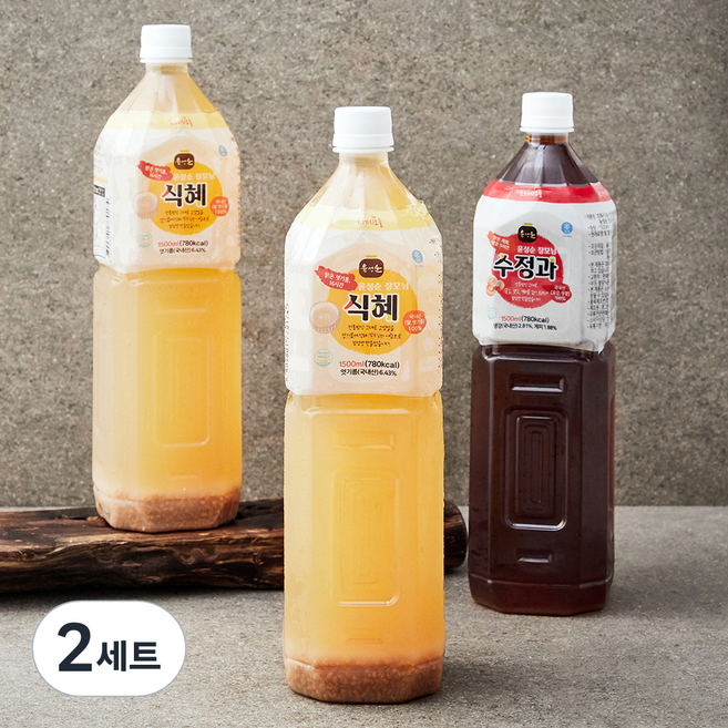 윤성순콩킹 프레시오늘 신선냉장 맑은 엿기름 16시간 장모님 식혜 1500ml x 2p + 맑은 계피 생강 5시간 윤성순콩킹 장모님 수정과 1500ml, 4.5L, 2세트