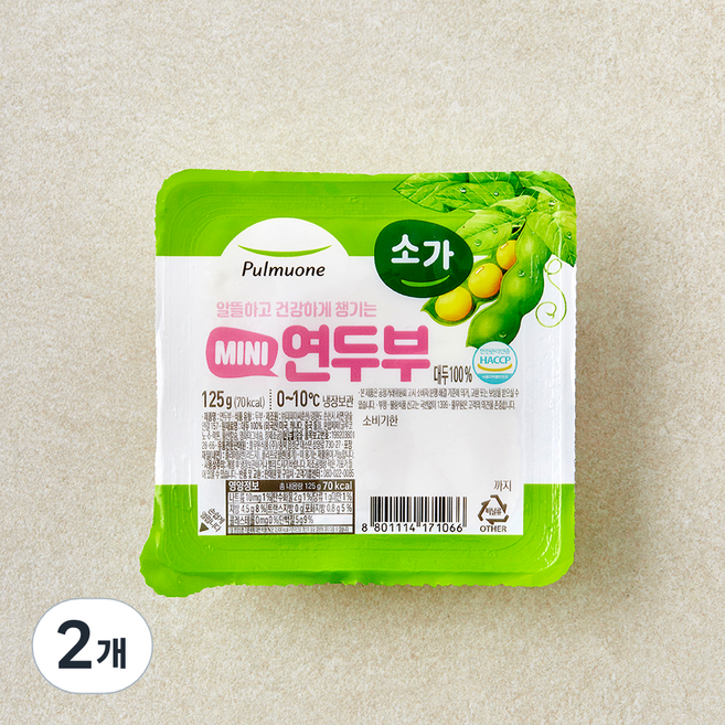 풀무원 소가 미니 연두부, 125g, 2개