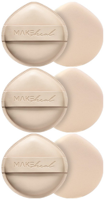 메이크힐 구름 팡팡 퍼프 + 케이스 세트, 베이지, 3개