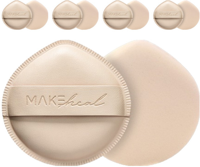 메이크힐 구름 팡팡 퍼프 + 케이스 세트, 베이지, 5개