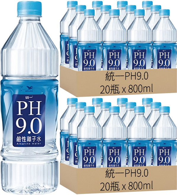 統一PH9.0 鹼性離子水, 800ml, 40瓶