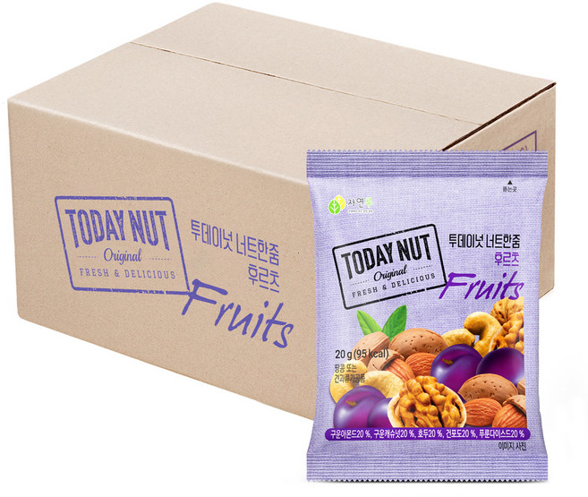 투데이넛 너트한줌 믹스넛 후르츠 실속형, 20g, 50개