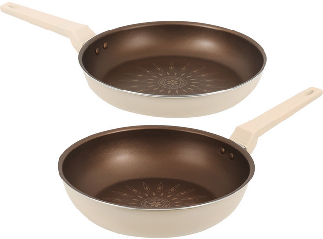 쿡앤쿡 인덕션 베로나 프라이팬 세트 2개, 베이지, 프라이팬 28cm + 웍 28cm, 1세트
