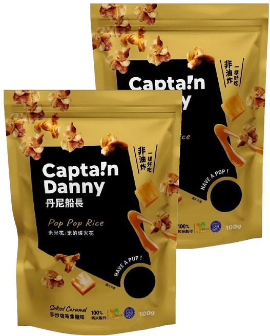Capta!n Danny 丹尼船長 米米花 手炒塩味焦糖味, 100g, 2包